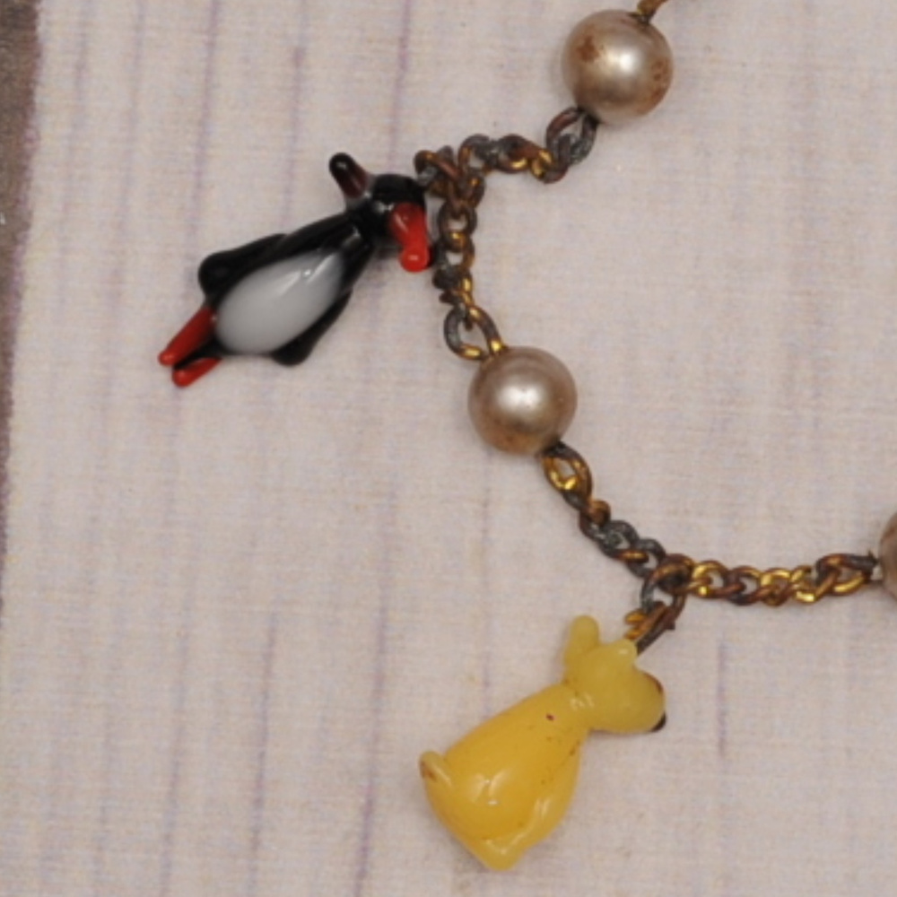 SOLD antique art glass animal bracelet penguin pig - Picture 8 of 8